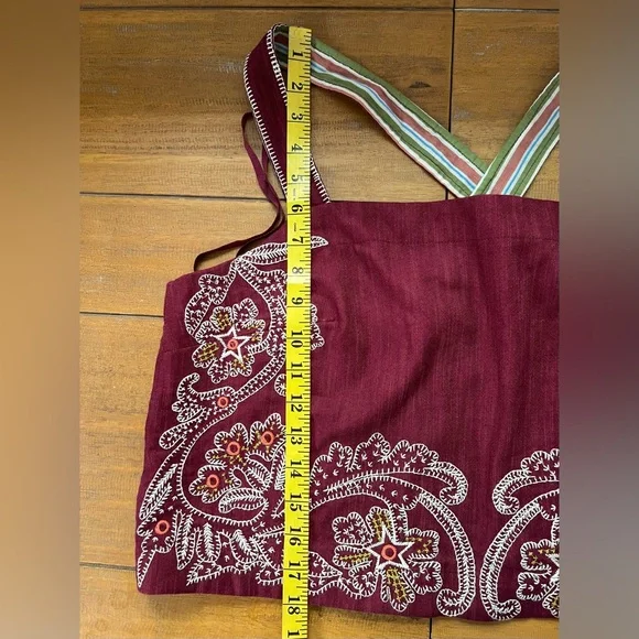 Anthropologie Sleeveless Embroidered Apron Tank Open Back Embroidered NWT Size L - Picture 14 of 16